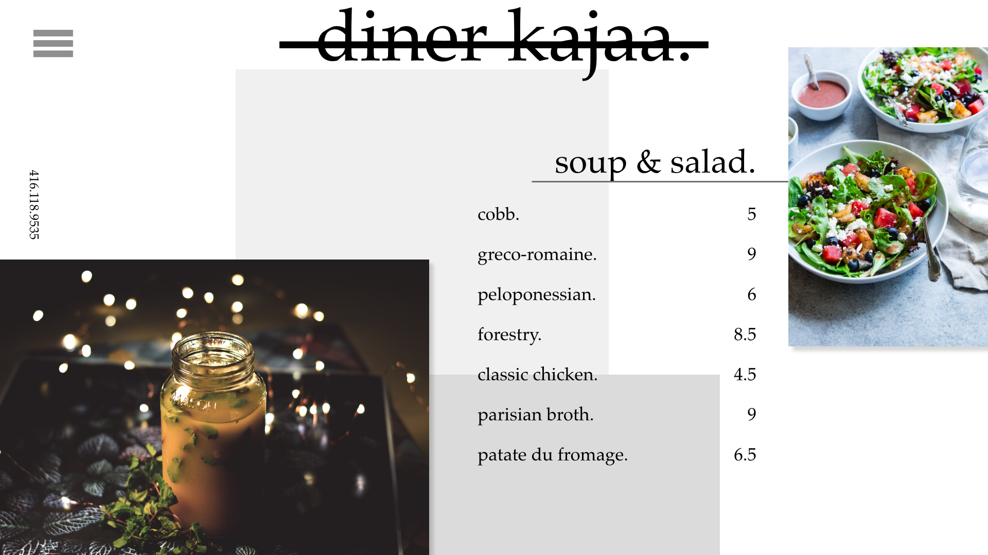 soups and salads of of diner kajaa.